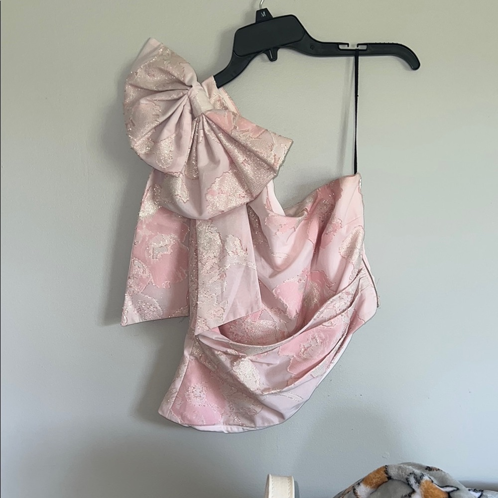 Pink One-Shoulder top with Bow